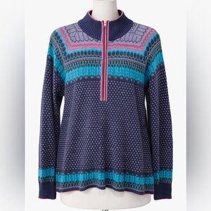 Vintage Cotton blend Eddie Bauer Navy Knit Sweater large